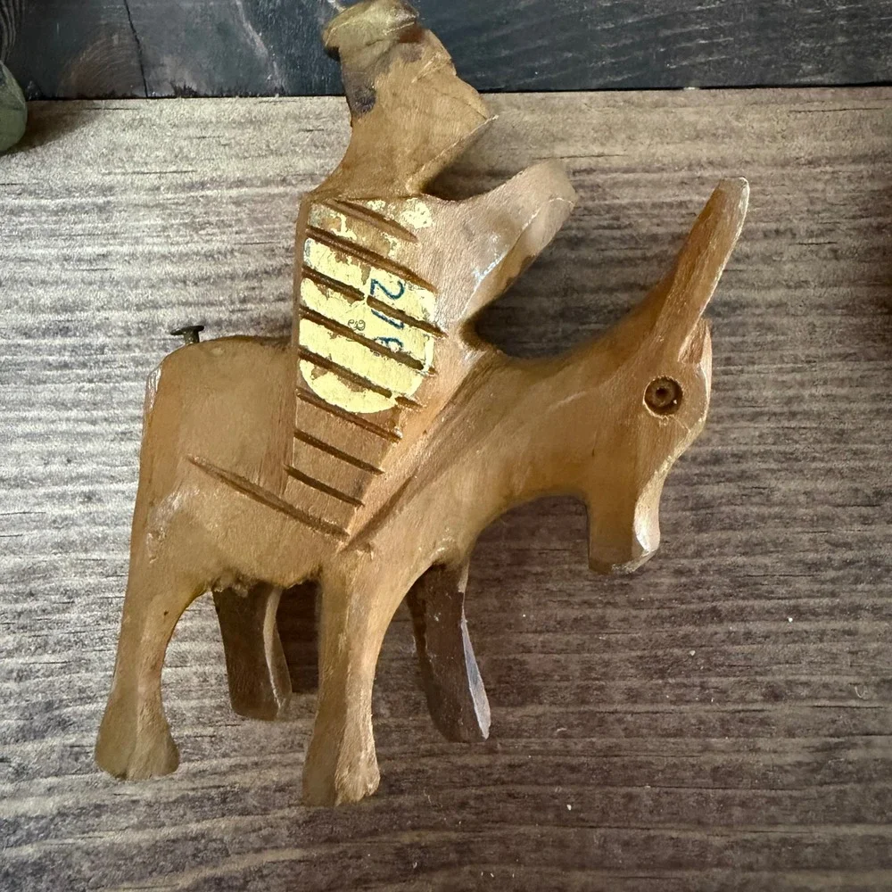 Vintage Hand Carved Olive Wood Nativity Animal Figurines Set of 5 Camels Donkey
